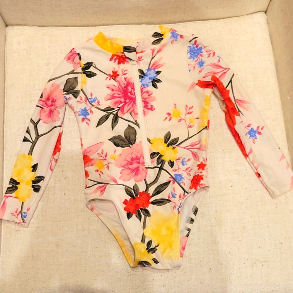 Old navy 2T swimsuit floral 1 piece longsleeve